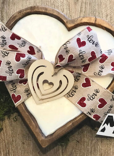 Valentine Hearts in LG Wooden Bowl